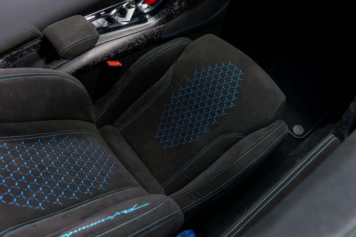 Seat cushion with laser-engraved hexagon pattern